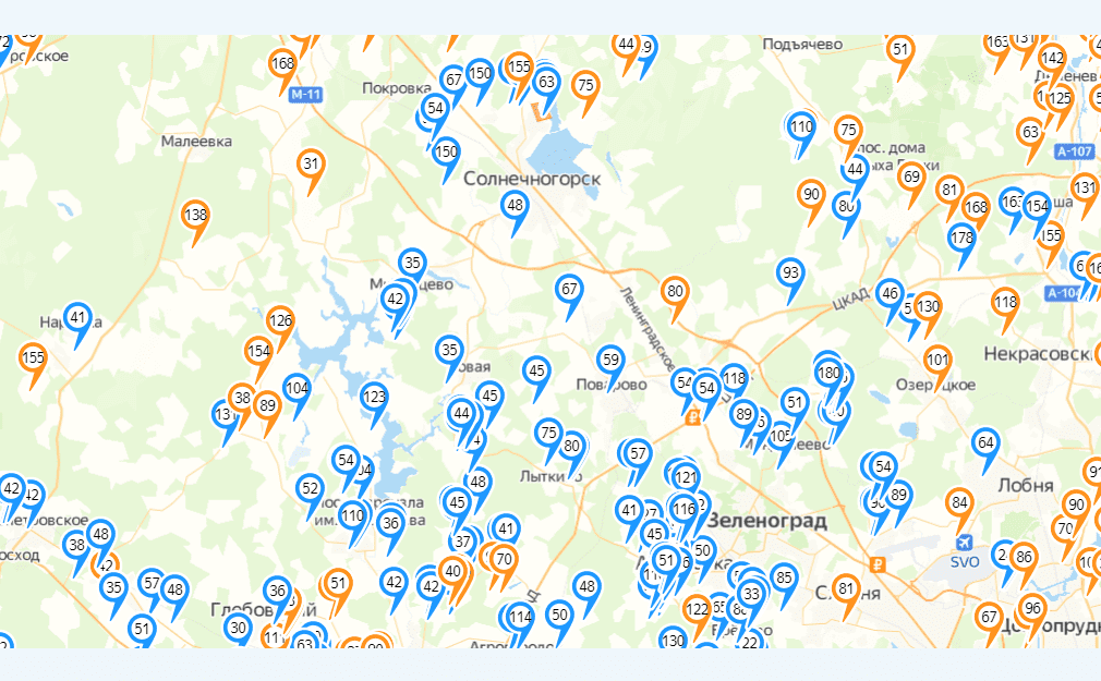 карта глубин скважин на воду в солнечногорском районе
